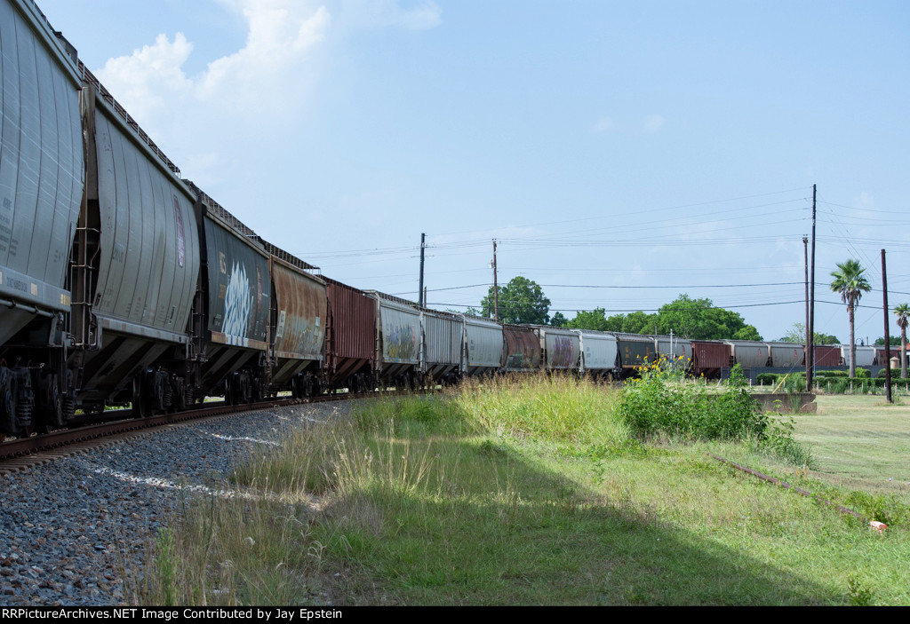 Grain Hoppers round the bend at Wharton 